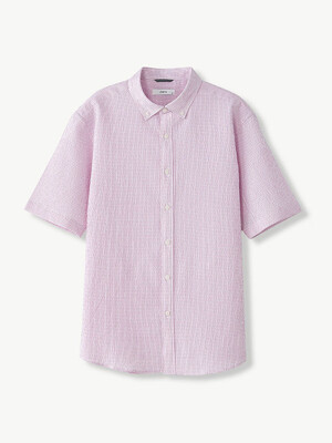 면스판 강연 반팔 셔츠 핑크 (클래식핏)
