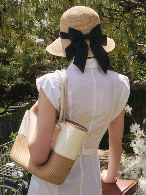Double Ribbon Raffia Hat