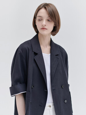 24MN linen crop casual jacket [NA]