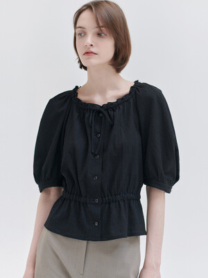24N summer fluffy blouse [BK]