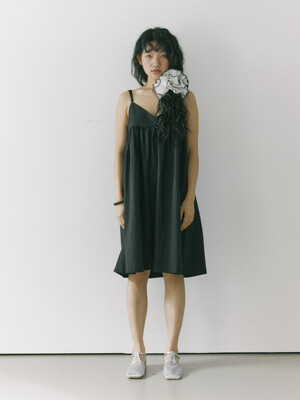 Volume slip dress / Black