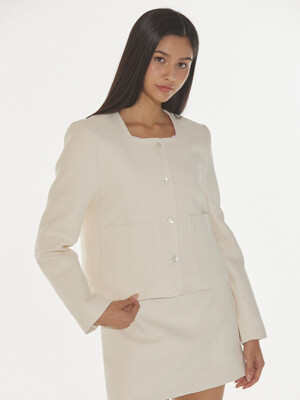 CLASSY BOUCLE TWEED JACKET - CREAM