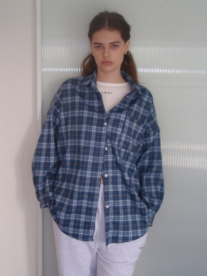 Teddy Oversized Shirt 인디고블루