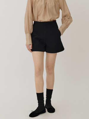 LEA high-rised fit&A mono tweed shorts_Black