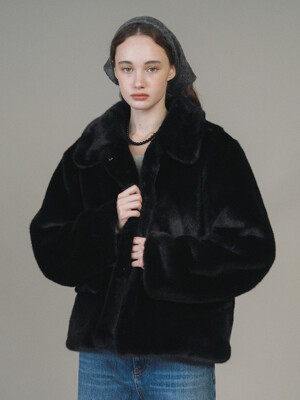 F Fluffy Mink Fur Jacket_Black Cat