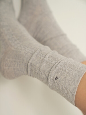 [no.519] melange gray soft cable socks