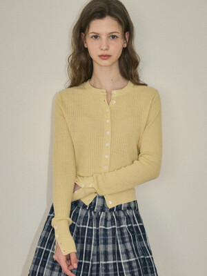 Cuffs wool button cardigan_Butter yellow(OC25-KN03)