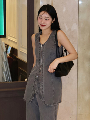Fade Washed Stripe Zip-Up Dress_CTOP706(Faded Black)
