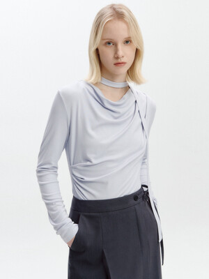 Cowl-neck Draped T-blouse