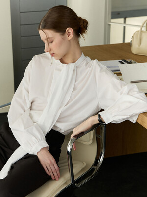Scarf Draping Blouse - White