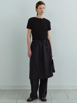 rib line half cardigan (black)