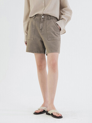 SIJN6092 퍼티그 컬러 데님 쇼츠_Khaki gray