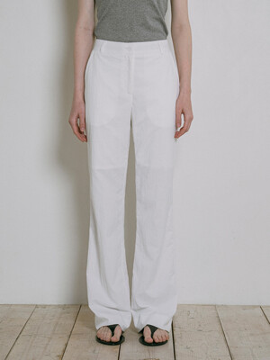 P3252 나일론 부츠컷 팬츠_White