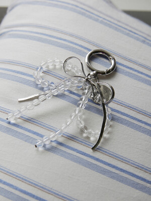 Double other ribbon keyring - silver
