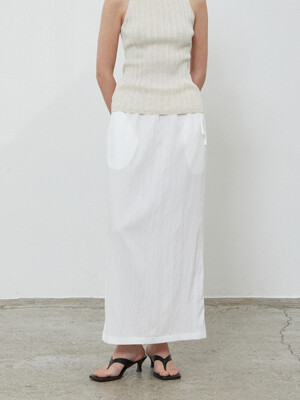 STRING COMFY LONG SKIRT - WHITE