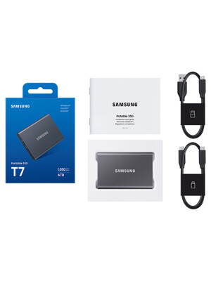 삼성전자 공식인증 포터블 외장SSD T7 4TB (그레이) MU-PC4T0T/WW K1