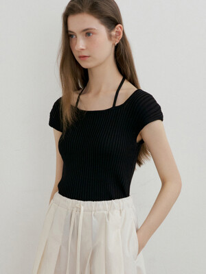 comos 1472 boat-neck ribbed kint (black)
