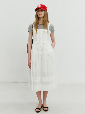SQUAR-NECK SLEEVELESS DRESS OFF WHITE_UDDR4B230OW