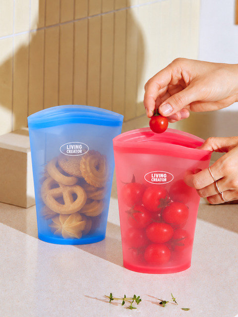 리빙크리에이터 지켜백 시즌2 컵 400ml (2color) 푸드백 냉동 냉장 식재료 보관