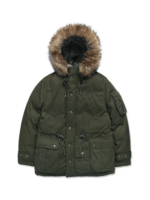 M#0859 winter hooded fur parka (khaki)