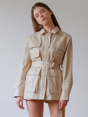 UTILITY WASHING HALF JACKET - BEIGE