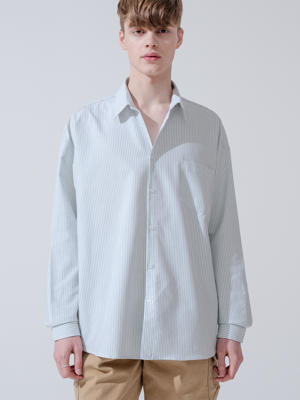 Overfit minimal stripe shirt_green