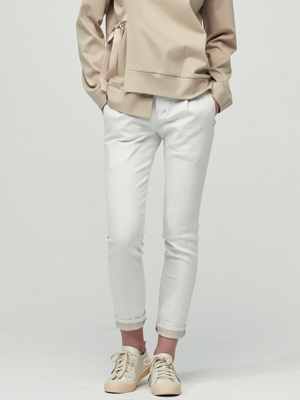 Two-Tone Morbido Denim Pants_Ivory