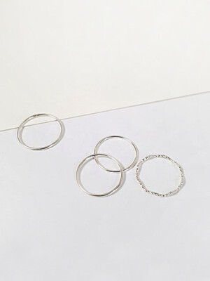 Simple Basic Layered Silver Ring SET
