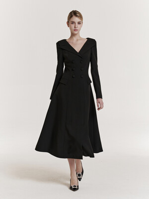 Off-Shoulder Jacket One-piece (Black)
