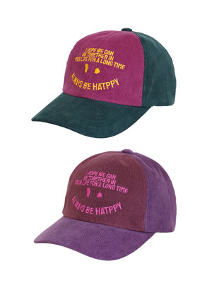 HATPPY  hope corduroy  cow leather ball cap