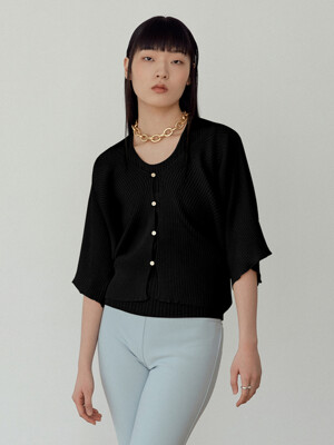 Annecy Knit Cropped Cardigan_Black