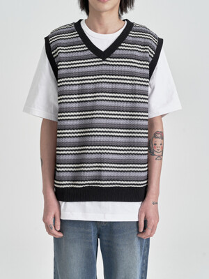 Ethnic Knit Vest (Black)