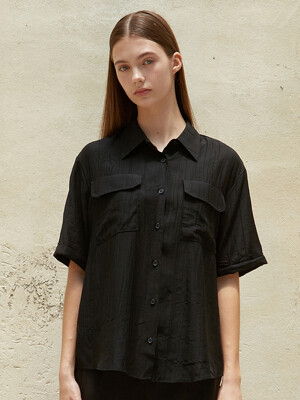 iuw1242 rayon half shirts (black)
