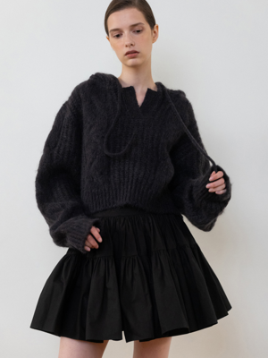 MOHAIR HOOD TWISTED KNIT_TT2W305CH