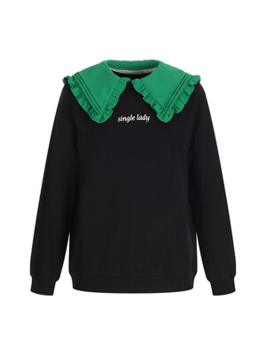 big frill collar sweatshirt_black+green collar