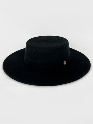 Wool felt BOATER hat Black