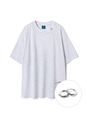 Curved Neck Logo Short Sleeve T-shirt T75 White Merange