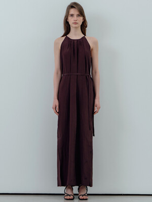 Halterneck Long Dress_Burgundy