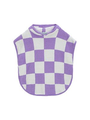 Checker Hooded Cape Towel Pancho_purple