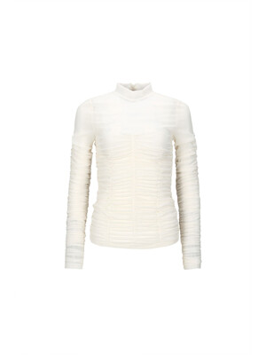 RUCHED LONG-SLEEVE TOP (IVORY)