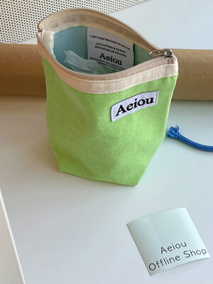Aeiou Basic Pouch (M size) Green Apple Sherbet