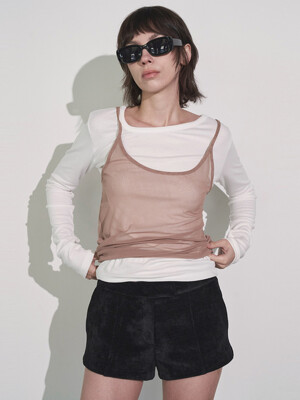 MESH LAYERED T-SHIRT_ IVORY