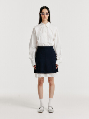 YENDEL Mini Pleats Skirts with Lace Lining - Navy