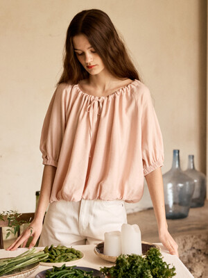 ROUND RIBBONE BLOUSE_PINK