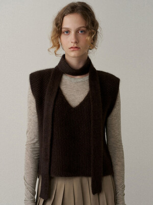 fox blend tie vest  (brown)
