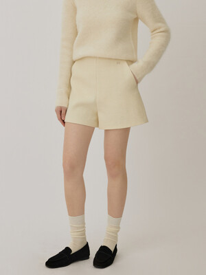 LEA high-rised fit&A mono tweed shorts_Cream