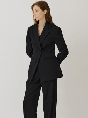 [3차 리오더] MARGUAX hourglass fit semi-double tailored jacket_Black