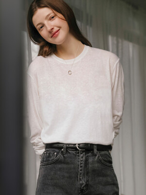 Label point soft slub basic t-Shirt_Ivory