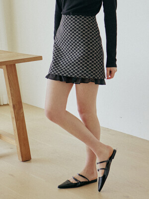 JACQUARD FLOWER SKIRT_BLACK