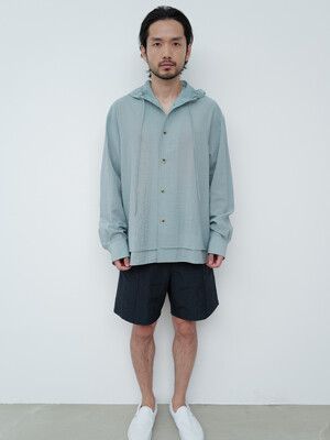 DOUBLE LAYERED HOODED SHIRT [MINT]